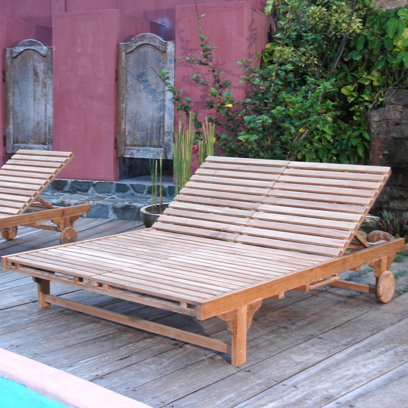 Anderson Teak BelAir Double Reclining Teak Chaise Lounge Wayfair